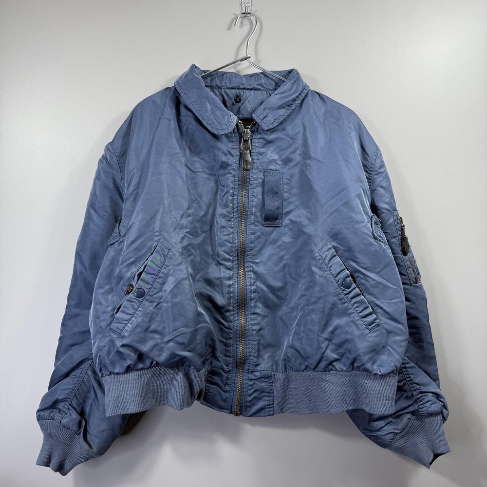 Vintage Alpha Industries B-15C Jacket Mens XL Blue Nylon Flight Bomber Army